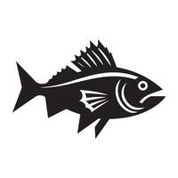 peixe silhueta ilustração, Preto cor peixe silhueta isolado branco fundo vetor
