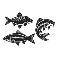 peixe silhueta ilustração, Preto cor peixe silhueta isolado branco fundo vetor