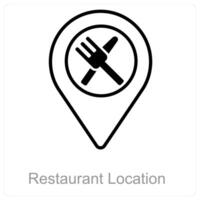 restaurante localização e PIN ícone conceito vetor