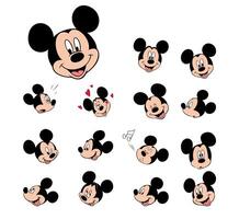 Disney animado personagem conjunto mickey rato face expressão desenho animado vetor