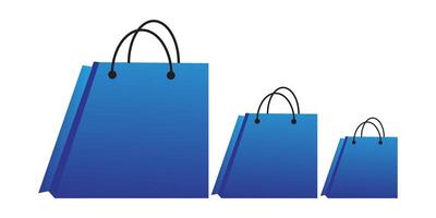 compras saco ícone azul conjunto , papel bolsas ilustração, conectados fazer compras símbolo, comércio eletrônico logotipo, comércio sinal, isolado variações. vetor