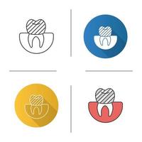 ícone da coroa dentária. restauração dentária. design plano, estilos lineares e de cores. ilustrações vetoriais isoladas vetor