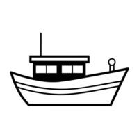 barco ícone ilustração linha arte plano estilo vetor