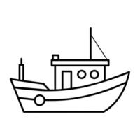 barco ícone ilustração linha arte plano estilo vetor