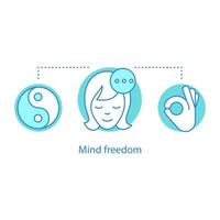 ícone do conceito de liberdade de mente. ilustração de linha fina de ideia calma. meditação. desenho de contorno isolado de vetor