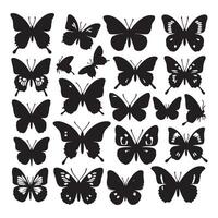 conjunto do borboleta silhueta ilustração branco fundo vetor