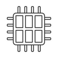 ícone linear do processador de seis núcleos. microprocessador hexa. ilustração de linha fina. microchip, chipset. CPU. processador multi-core. circuito integrado. símbolo de contorno. desenho isolado do vetor. curso editável vetor