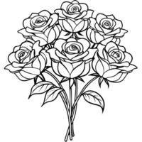 rosa flor esboço ilustração coloração livro página projeto, rosa flor Preto e branco linha arte desenhando coloração livro Páginas para crianças e adultos vetor