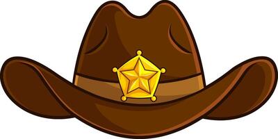 desenho animado velho ocidental xerife chapéu com ouro Estrela vetor