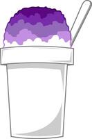desenho animado raspada gelo dentro copo com colher vetor