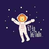 fofa pequeno leão astronauta ilustração para tecido, têxtil e impressão vetor