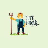 fofa pequeno gato agricultor ilustração para tecido, têxtil e impressão vetor