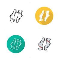 ícone de botas de futebol. design plano, estilos lineares e de cores. sapatos de jogador de beisebol. ilustrações vetoriais isoladas vetor