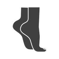 pés de mulher em pé na ponta dos pés ícone de glifo. símbolo da silhueta. espaço negativo. ilustração isolada do vetor