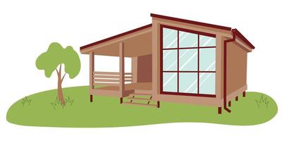modular lar. de madeira ecológico modular casa. Novo modular habitação conceito. modular casas exterior desenhos vetor