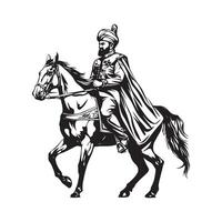 turco Guerreiro em cavalo imagem Projeto em branco fundo vetor
