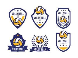 conceito de design de logotipo do campeonato de time de vôlei vetor