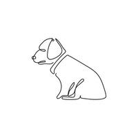 contínuo 1 linha desenhando cachorro. linha arte ilustração vetor