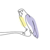 contínuo linha papagaio 1 linha desenho. ilustração vetor