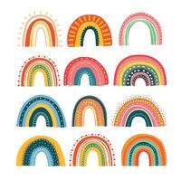 fofa arco Iris cliparts. crianças ilustrações. vetor