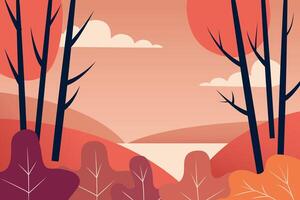 outono panorama com árvores, colinas, Campos, arbustos. campo panorama. outono fundo. ilustração vetor