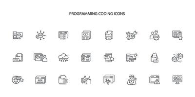 programação codificação ícone definir..editável curso.linear estilo placa para usar rede design, logotipo. símbolo ilustração. vetor
