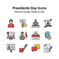 visualmente atraente ícones conjunto do presidentes dia, pronto para usar dentro seu sites e Móvel apps vetor