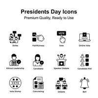 pegue seu mãos em presidentes dias ícones definir, pronto para usar dentro sites e Móvel apps vetor