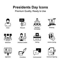 visualmente atraente ícones conjunto do presidentes dia, pronto para usar dentro seu sites e Móvel apps vetor