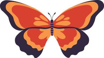 adorável borboleta ilustração dentro plano desenho animado Projeto. isolado em branco fundo vetor