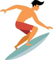 ilustração do uma surfista em uma prancha de surfe em uma branco fundo vetor
