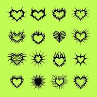 coração tatuagem Projeto chamas e fogo coração e amor símbolos gótico tatuagens e impressão vetor