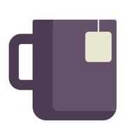 café e chá xícara, caneca, caneta, chá bolsa, plano projeto, roxa tons, simples imagem, desenho animado estilo. publicidade café fazer compras e restaurante conceito. linha ícone para o negócio e publicidade vetor