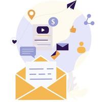 ilustração plana para e-mail marketing, marketing digital, comércio eletrônico, marketing de mídia social, rede social, negócios, materiais promocionais, anúncios. conceito moderno de vetor para web e desenvolvimento móvel.