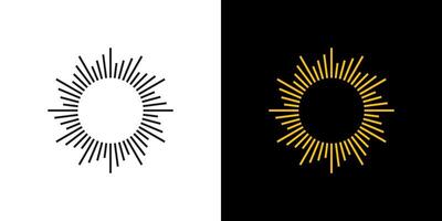 Sol luz logotipo linha nascer do sol rebentar brilho Sol brilho ou fogo de artifício vetor