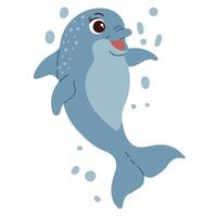 desenho animado golfinho oceano animal exótico embaixo da agua fofa criatura marinho vida vetor