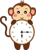 fofa macaco com relógio dentro vetor