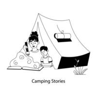 na moda acampamento histórias vetor