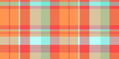 dobra fundo tecido , confortável têxtil tartan xadrez. nostalgia Verifica desatado padronizar textura dentro laranja e vermelho cores. vetor