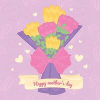 feliz mãe dia poster com flores vetor