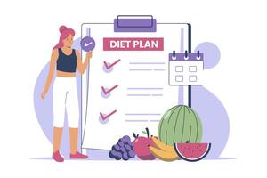 dieta plano lista de controle conceito vetor