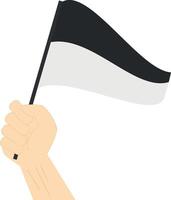 mão segurando e Aumentar a marítimo bandeira para representar a número seis ilustração vetor