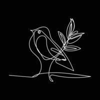 pássaro mínimo Projeto mão desenhado 1 linha estilo desenho, pássaro 1 linha arte contínuo desenho, pássaro solteiro linha arte vetor
