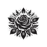 rosa silhueta, rosa Preto e branco cor, rosa arte Projeto estilo vetor