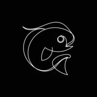 peixe mínimo Projeto mão desenhado 1 linha estilo desenho, peixe 1 linha arte contínuo desenho, peixe solteiro linha arte vetor