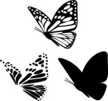 adicionar uma toque do natureza para seu casa com isto vintage borboleta silhueta decoração. exótico lado Visão inseto ilustração em uma branco fundo vetor