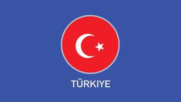 turquiye bandeira emblema equipes europeu nações 2024 abstrato países europeu Alemanha futebol símbolo logotipo Projeto ilustração vetor