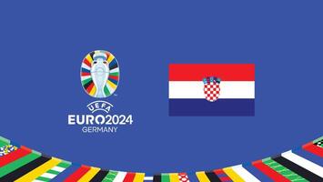 euro 2024 Croácia bandeira emblema equipes Projeto com oficial símbolo logotipo abstrato países europeu futebol ilustração vetor