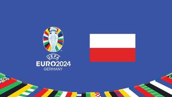 euro 2024 Polônia emblema bandeira equipes Projeto com oficial símbolo logotipo abstrato países europeu futebol ilustração vetor