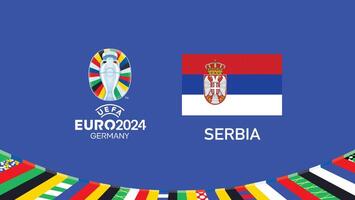 euro 2024 Sérvia emblema bandeira equipes Projeto com oficial símbolo logotipo abstrato países europeu futebol ilustração vetor